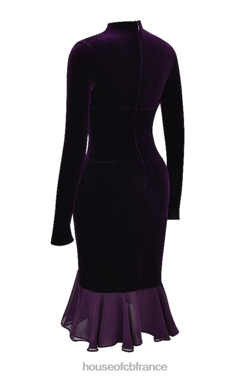 House of CB robe corset en velours violet foncé dahna N888H327 vêtements