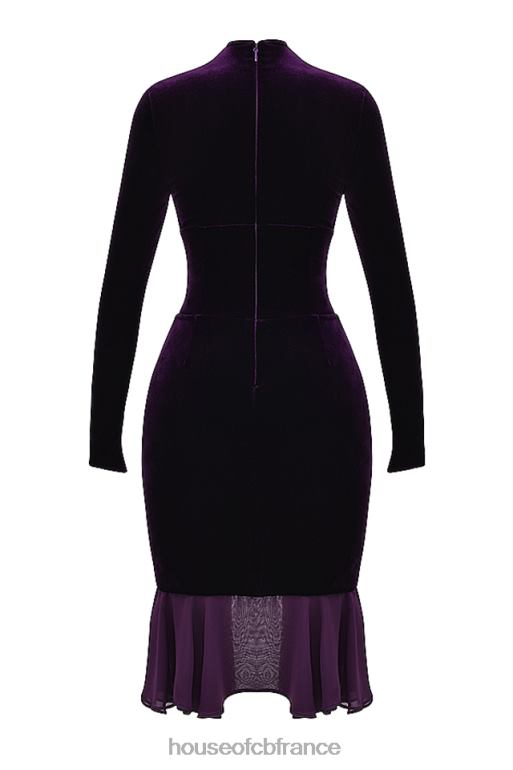 House of CB robe corset en velours violet foncé dahna N888H327 vêtements