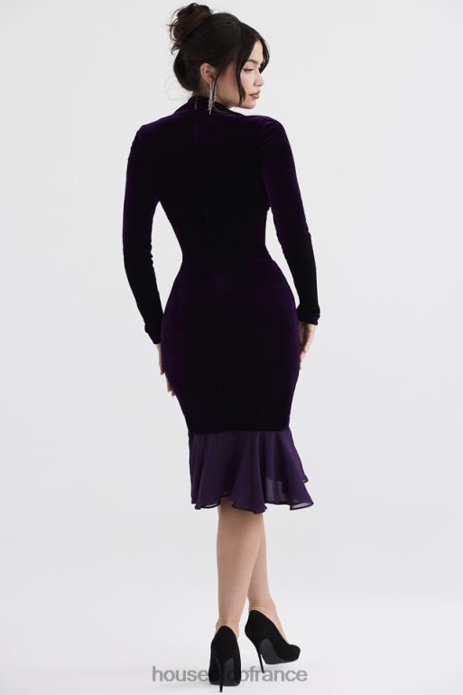 House of CB robe corset en velours violet foncé dahna N888H327 vêtements