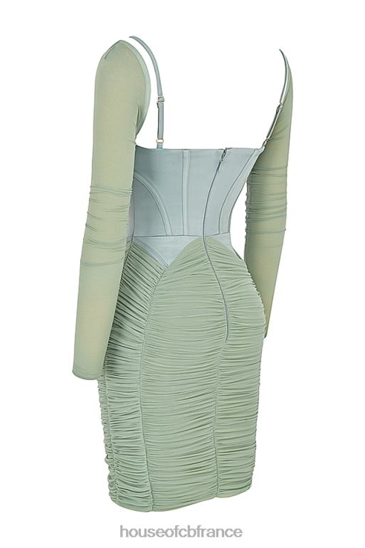 House of CB robe corset froncée verte Freyja N888H543 vêtements