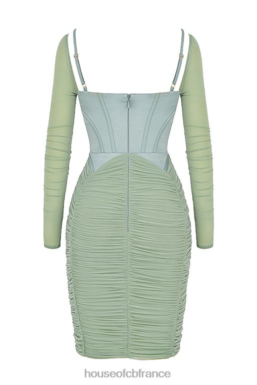 House of CB robe corset froncée verte Freyja N888H543 vêtements