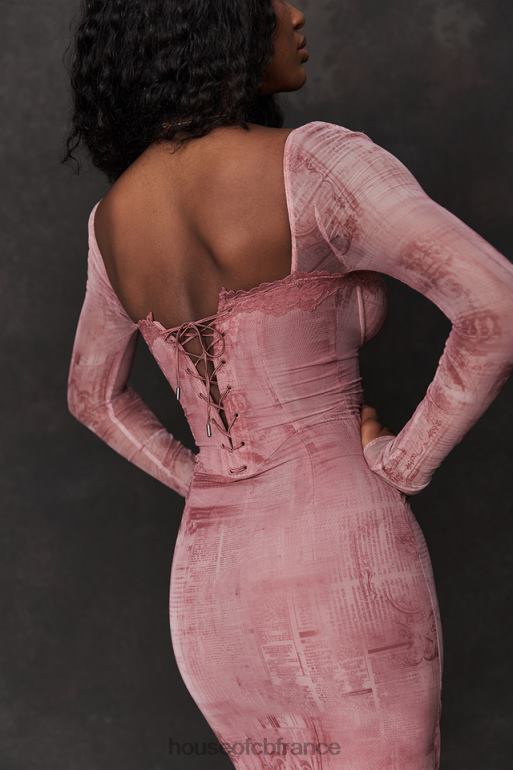 House of CB robe corset imprimée rose seraphina N888H151 vêtements