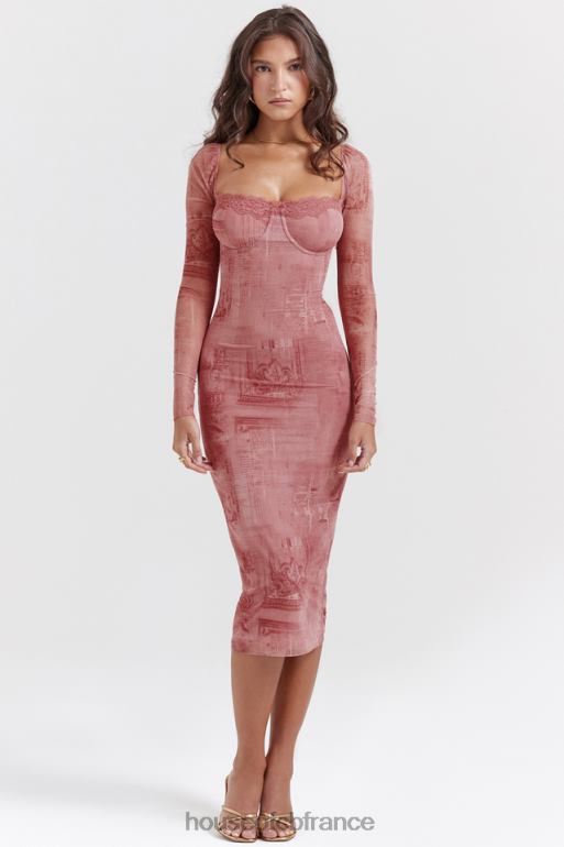 House of CB robe corset imprimée rose seraphina N888H151 vêtements