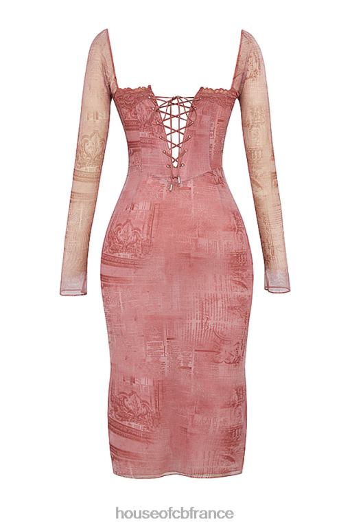 House of CB robe corset imprimée rose seraphina N888H151 vêtements