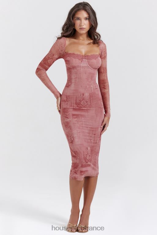 House of CB robe corset imprimée rose seraphina N888H151 vêtements