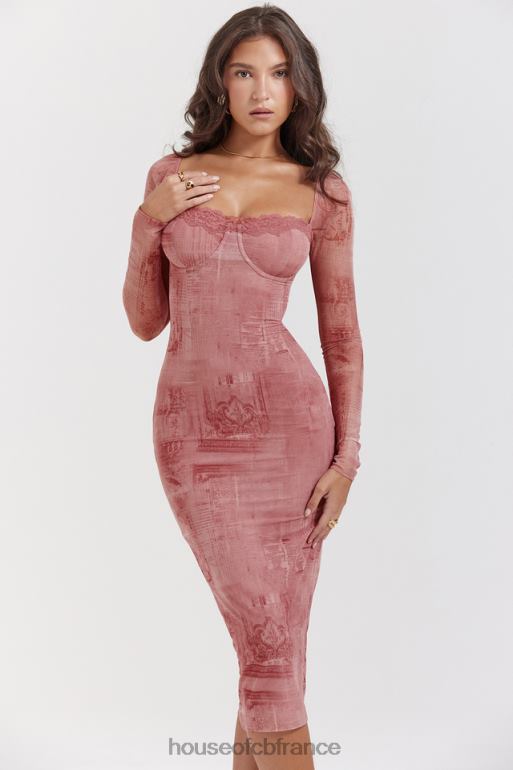 House of CB robe corset imprimée rose seraphina N888H151 vêtements