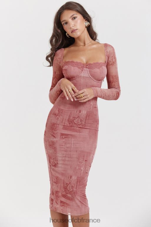 House of CB robe corset imprimée rose seraphina N888H151 vêtements