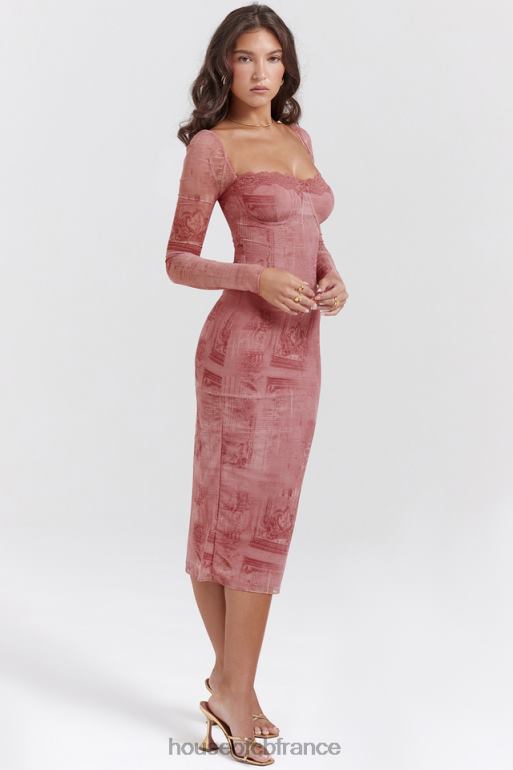 House of CB robe corset imprimée rose seraphina N888H151 vêtements