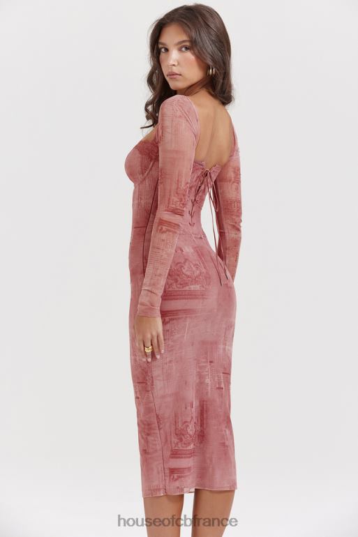 House of CB robe corset imprimée rose seraphina N888H151 vêtements