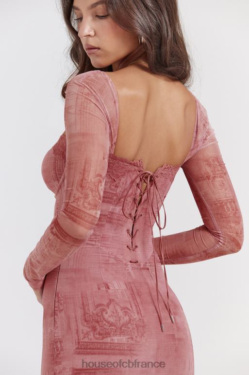 House of CB robe corset imprimée rose seraphina N888H151 vêtements