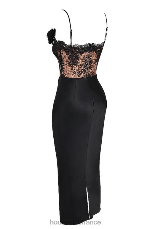 House of CB robe corset noire en satin et dentelle nikita N888H301 vêtements