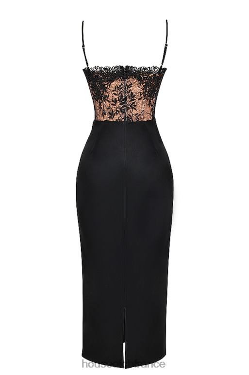 House of CB robe corset noire en satin et dentelle nikita N888H301 vêtements