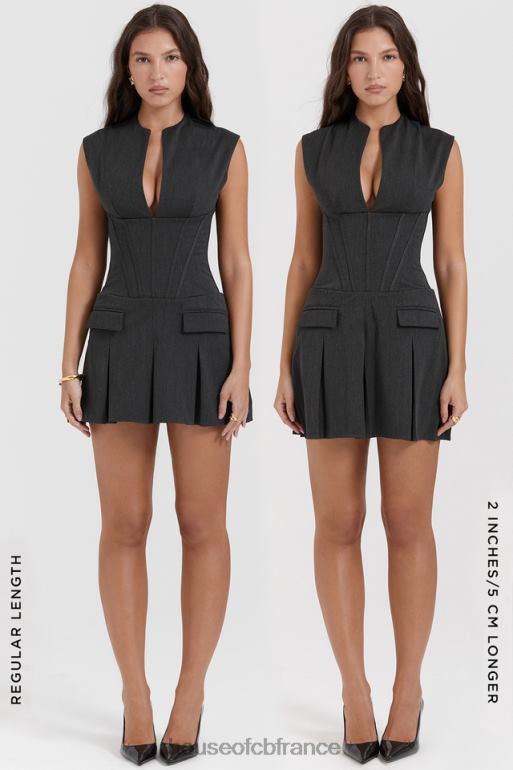 House of CB robe corset plissée eleanor anthracite N888H160 vêtements