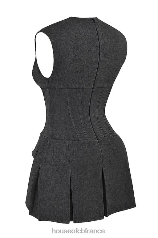 House of CB robe corset plissée eleanor anthracite N888H160 vêtements