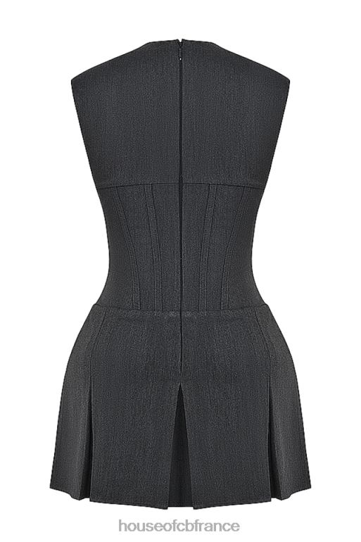 House of CB robe corset plissée eleanor anthracite N888H160 vêtements