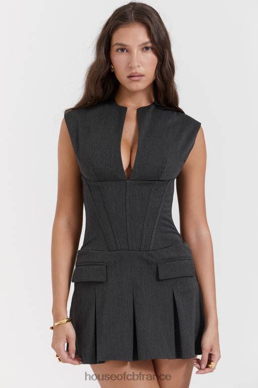 House of CB robe corset plissée eleanor anthracite N888H160 vêtements