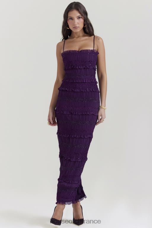 House of CB robe corset plissée à sequins raisin Solana N888H121 vêtements