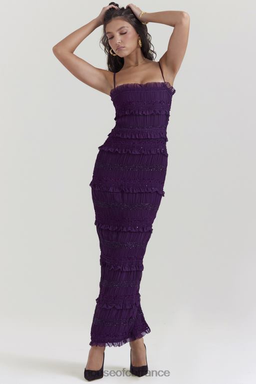 House of CB robe corset plissée à sequins raisin Solana N888H121 vêtements