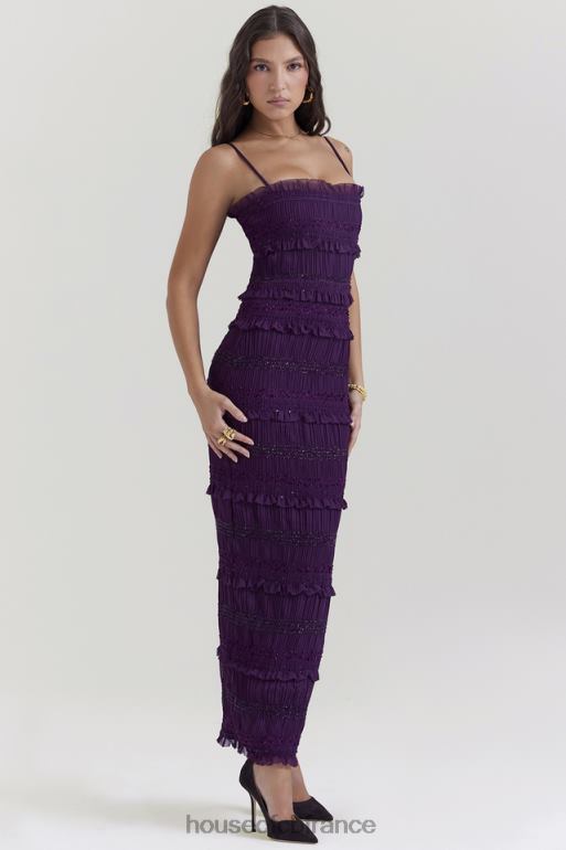 House of CB robe corset plissée à sequins raisin Solana N888H121 vêtements