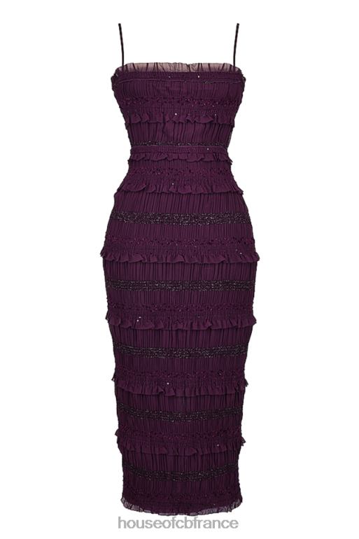 House of CB robe corset plissée à sequins raisin Solana N888H121 vêtements