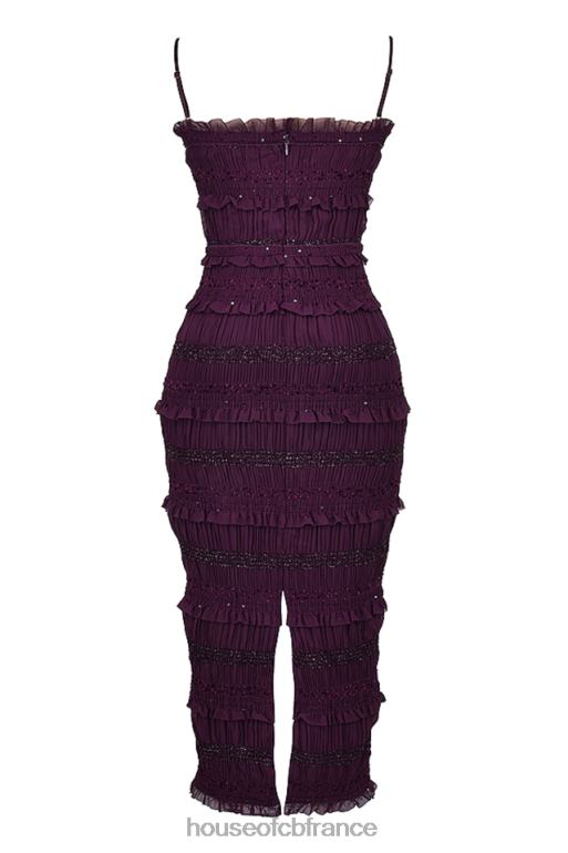 House of CB robe corset plissée à sequins raisin Solana N888H121 vêtements