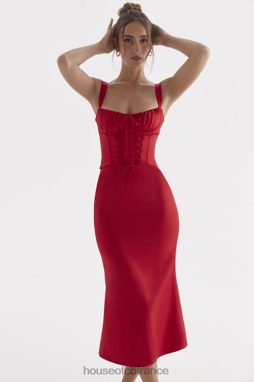 House of CB robe corset rose rouge de Valence N888H304 vêtements