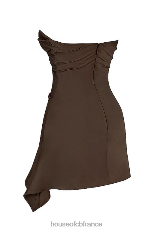 House of CB robe corset sans bretelles drapée chocolat jasmin N888H418 vêtements