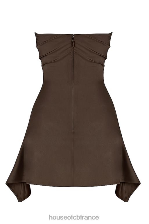 House of CB robe corset sans bretelles drapée chocolat jasmin N888H418 vêtements