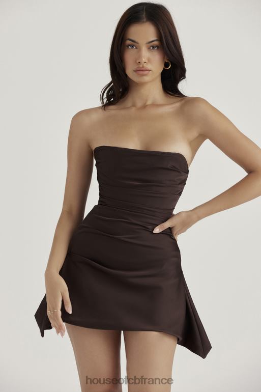 House of CB robe corset sans bretelles drapée chocolat jasmin N888H418 vêtements