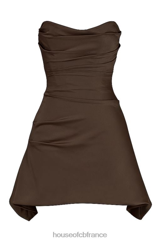 House of CB robe corset sans bretelles drapée chocolat jasmin N888H418 vêtements