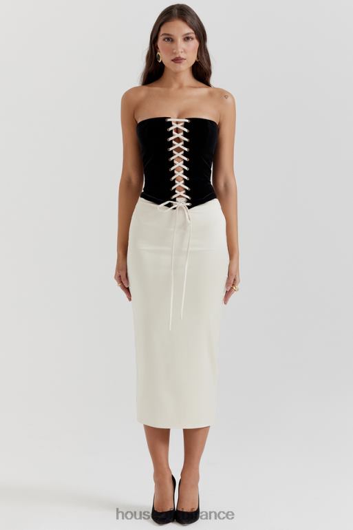 House of CB robe corset sans bretelles jaina noir et crème vintage N888H112 vêtements