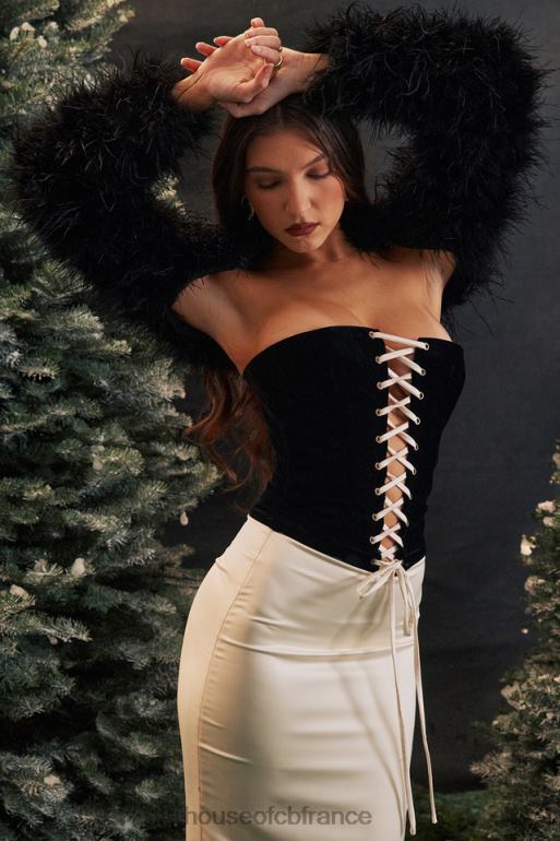 House of CB robe corset sans bretelles jaina noir et crème vintage N888H112 vêtements