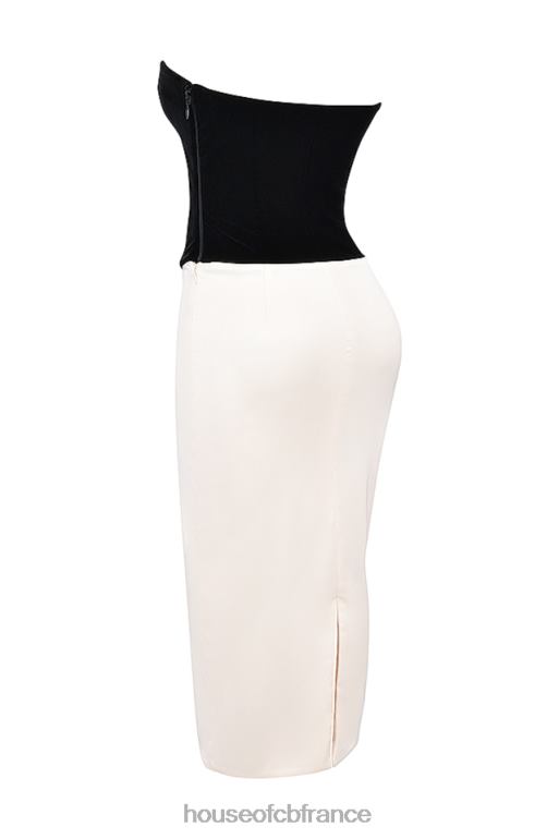 House of CB robe corset sans bretelles jaina noir et crème vintage N888H112 vêtements