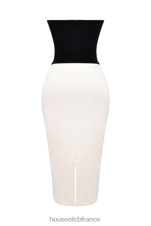 House of CB robe corset sans bretelles jaina noir et crème vintage N888H112 vêtements