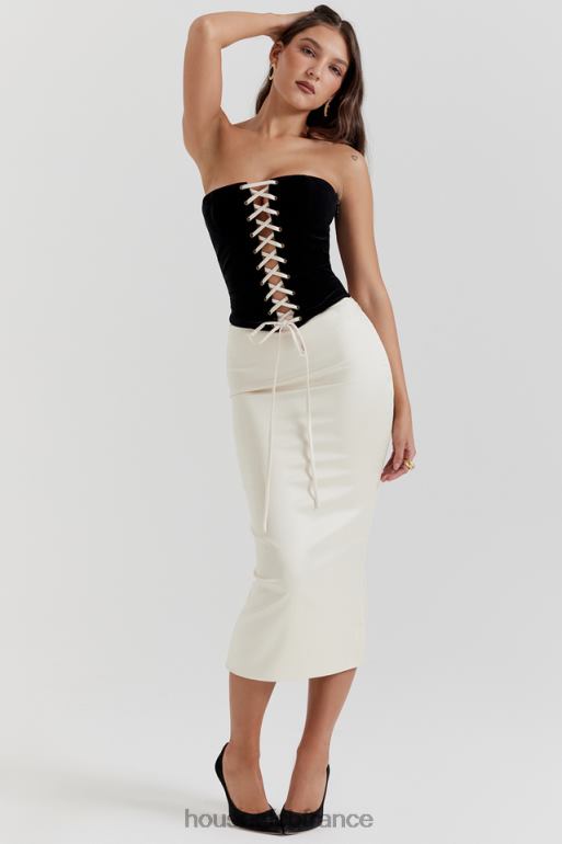 House of CB robe corset sans bretelles jaina noir et crème vintage N888H112 vêtements