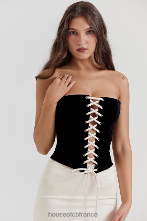 House of CB robe corset sans bretelles jaina noir et crème vintage N888H112 vêtements