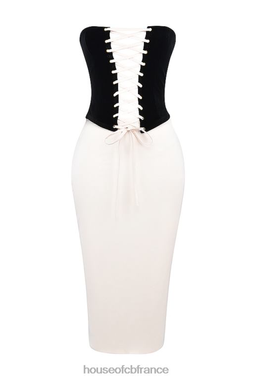 House of CB robe corset sans bretelles jaina noir et crème vintage N888H112 vêtements