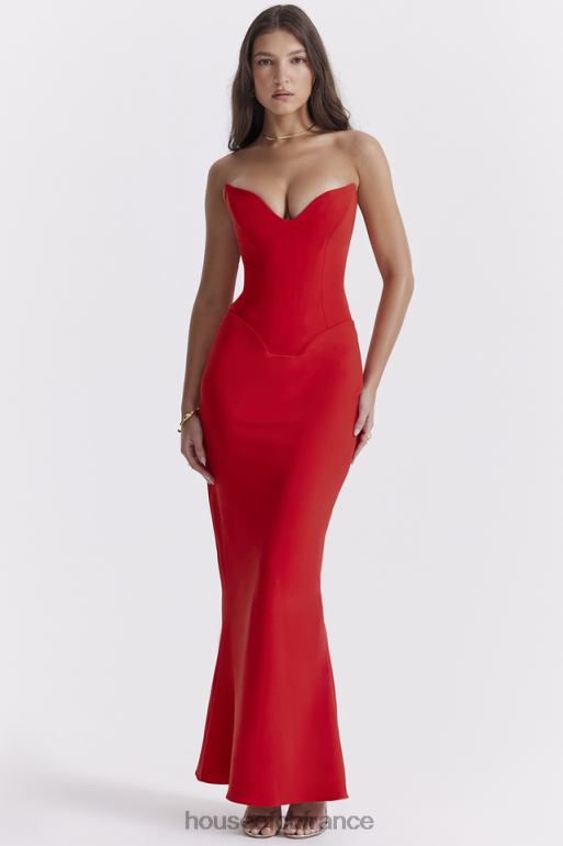House of CB robe corset sans bretelles tamara cerise N888H230 vêtements