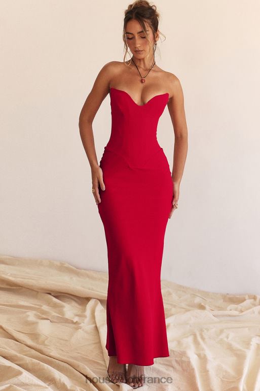 House of CB robe corset sans bretelles tamara cerise N888H230 vêtements