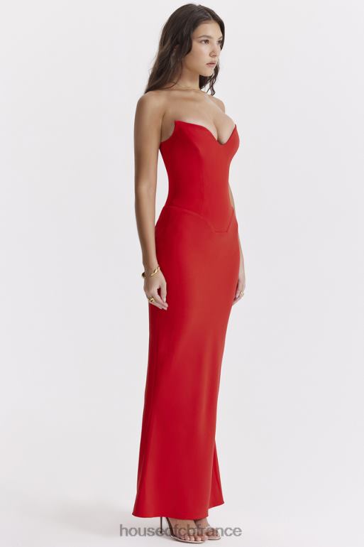 House of CB robe corset sans bretelles tamara cerise N888H230 vêtements