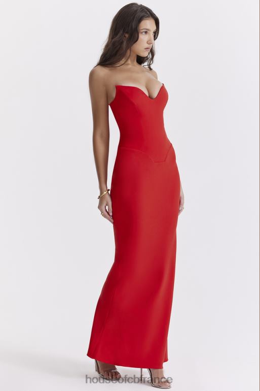 House of CB robe corset sans bretelles tamara cerise N888H230 vêtements