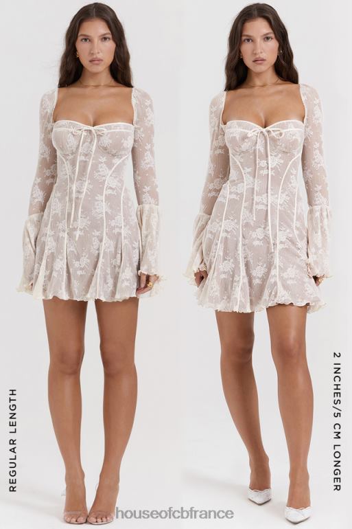 House of CB robe corset vintage en dentelle crème analissa N888H170 vêtements