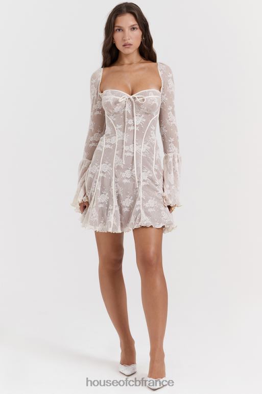 House of CB robe corset vintage en dentelle crème analissa N888H170 vêtements