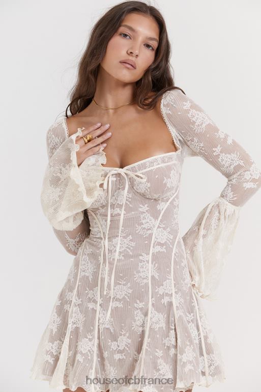 House of CB robe corset vintage en dentelle crème analissa N888H170 vêtements