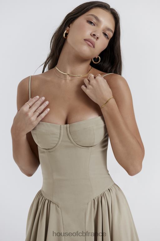 House of CB robe d\'été corset taupe samaria N888H217 vêtements