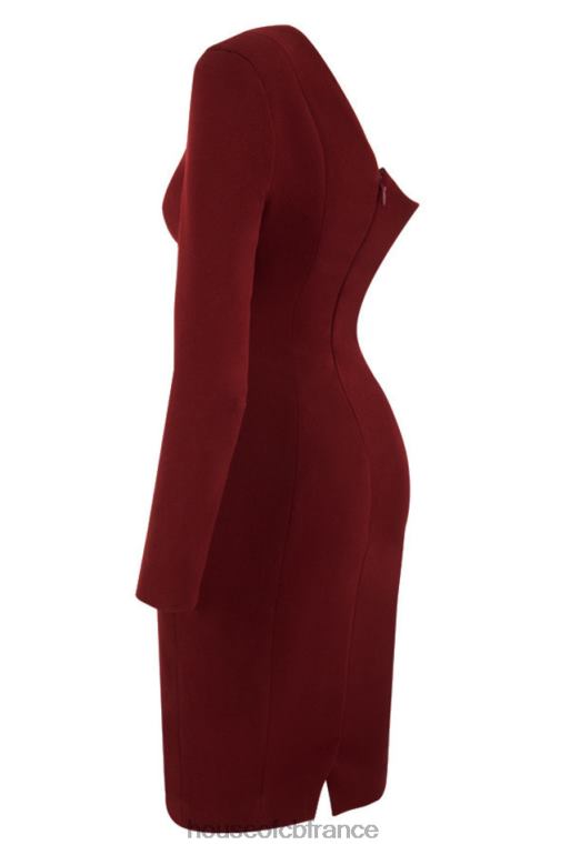 House of CB caprice wine robe asymétrique N888H624 vêtements
