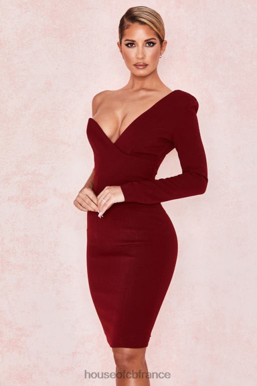 House of CB caprice wine robe asymétrique N888H624 vêtements