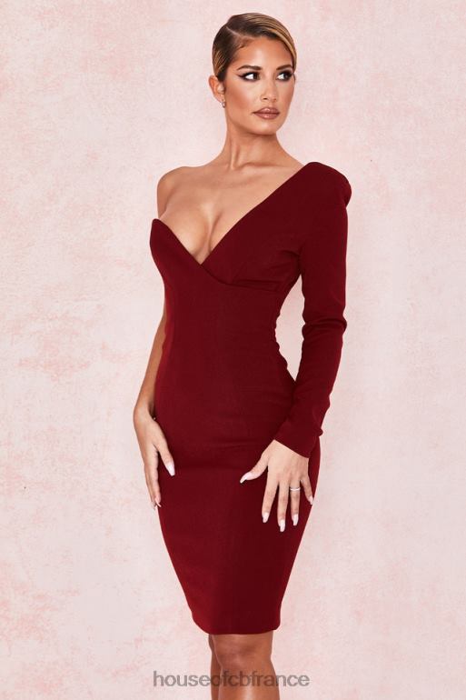 House of CB caprice wine robe asymétrique N888H624 vêtements