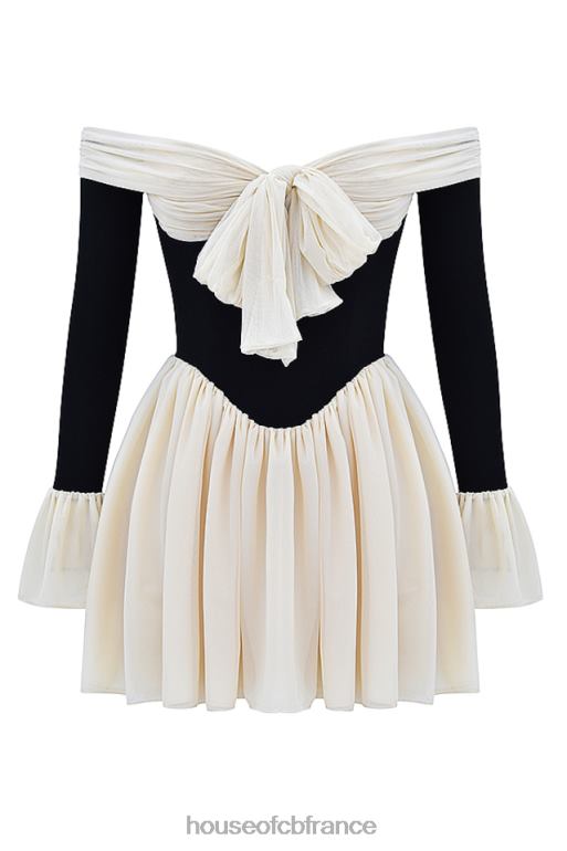 House of CB robe alana noire et crème à épaules dénudées N888H124 vêtements