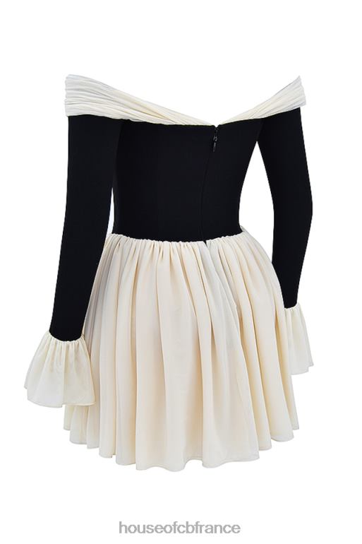 House of CB robe alana noire et crème à épaules dénudées N888H124 vêtements